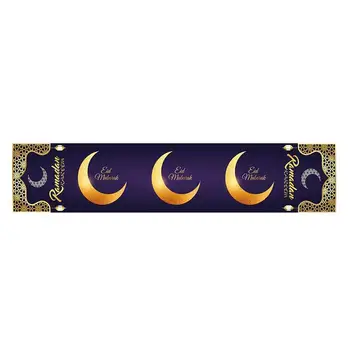 Bayram El-Kandili Mor Altın Ay Tablo Bez 71x14 BAYRAM Tablo Kapak İslam Ev Dekor masa örtüsü İçin bayram masa örtüsü 