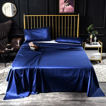 Mısır Pamuk Lüks 600TC Mavi Renk yatak çarşafı Yastık Kılıfı Çarşaf Düz Levha Yastık Kılıfı Çarşaf Ev Tekstili # s