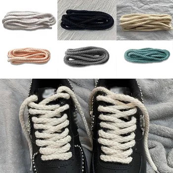 1 Çift Yuvarlak Keten Ayakkabı Bağcığı Sneakers Dekorasyon Aksesuarları için Uygun spor salonu ayakkabısı pamuklu ayakkabı Danteller Dunk Ayakkabı Halat