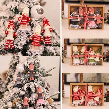 1 kutu Noel Süsler DIY Noel Hediyesi Noel Baba Kardan Adam Ağacı Kolye Bebek Asmak Süslemeleri Ev İçin Noel Doğum Aksesuarları