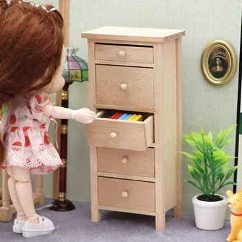 1/12 Ölçekli Minyatür şifonyer, Dollhouse Mobilya Modeli, Dollhouse Oturma Odası Süsleme depolama dolabı