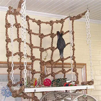40 * 40cm Kuş tırmanma ağı Kenevir Halat Papağan Asılı Halat Standı Net Salıncak Oyun Halat Merdiven Çiğnemek Oyuncak Tokaları Oyun Spor Oyuncaklar