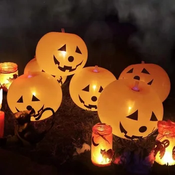 20 Adet Glow-İn-The-Dark Jack-o'-fenerler Cadılar Bayramı Partisi Atmosfer Balonlar İfade Ev Odası Dekor