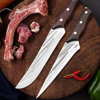Dövme kemiksi saplı bıçak Domuz Sığır Koyun Kesme Oyma Balıkçılık av bıçağı Mor Renk Ahşap Keskin Barbekü Suşi Bıçak Mes