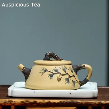 170 ml Yixing Saf El Yapımı Çaydanlık Ham Cevher Bölüm Kil Çam İğne Taş Pota Mor Kum Pot Ev Kung Fu Çay Seti hediyeler