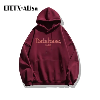 LTETX-ALisa kış kore moda kadın hoodie kalın baskı mektup gelgit ıns Kawaii giyim çift Harajuku gevşek kazak