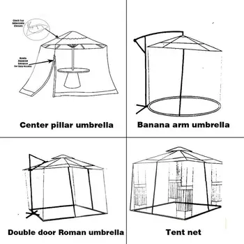 Şemsiye Kapağı sivrisinek ağı Ekran Açık veranda masası Bahçe Güverte Mobilya Fermuarlı Örgü Muhafaza Kapağı Anti Böcek 