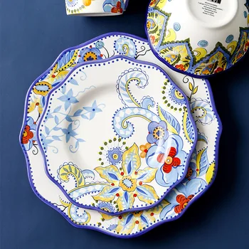 Seramik tabak İskandinav yemek tabağı düzensiz ev biftek tabağı meyve tabağı el yapımı yaratıcı yemek tabağı dekoratif tabak