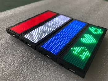 HD-NT44 Kırmızı Renk Kaydırma Mesaj Led Adı Rozeti, 44x11 Piksel Tek Renkli USB şarj edilebilir led lamba Adı Etiketi göğüs kartı Etiketi
