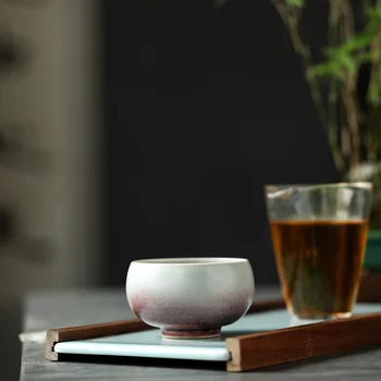 Düz Kırmızı çay bardağı Küçük çay bardağı Gracked Sır Desteklenebilir El Yapımı Kombucha Ana Bardak Bireysel Tek Fincan Kadın çay bardağı Büyük