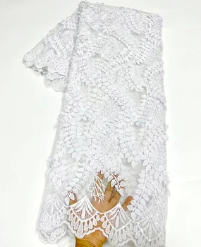 Popüler Beyaz Nijeryalı Dantel Kumaş 2022 yüksek kaliteli dantel Afrika Fransız 3D Tül Dantel payetli kumaş Parti Elbiseler İçin