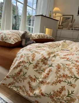 Romantik pastoral çiçek nevresim takımı kız, tam kraliçe kral avrupa çiçek pamuk ev tekstili yatak çarşafı yastık kılıfı nevresim