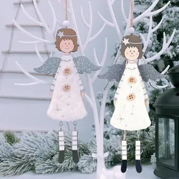 Peluş Ahşap Melek Kız Şekli Kolye Noel Dekorasyon Noel Kolye Ağacı Aksesuarları Hediye Çocuk Y0H1
