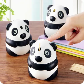 Sevimli Panda Modeli Otomatik Kürdan Kutusu Yaratıcı El Basarak Ev Oturma Odası Kürdan Tutucu Ev İhtiyaçları