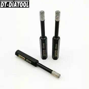 DT-DIATOOL 3 adet/pk 5MM Kuru Vakum Kaynaklı Elmas Altıgen Saplı Matkap Çekirdek Uçları Sondaj Delik Testere elmas yüksekliği 10mm