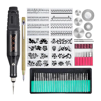 Mikro Gravür Kalem Metal Cam Mini Dıy Gravür Aracı dahil Uçları Şablonlar