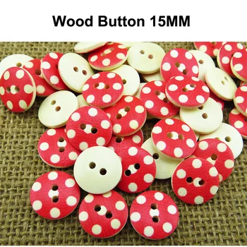 100 ADET 15MM Ahşap Kırmızı Nokta Düğmeleri Uyar Yuvarlak Ceket Çizmeler Dikiş Elbise Aksesuarı MCB-735P