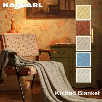 NAPEARL İskandinav örgü battaniye Düz Renk Kanepe Atmak Battaniye Püsküller Battaniye Klima Battaniye Yatak Dekoratif