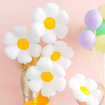 Beyaz Papatya Çiçek Folyo Balon çok boyutlu ayçiçeği balonlar bebek duş Doğum Günü düğün parti dekorasyon Sıcak Fotoğraf Sahne
