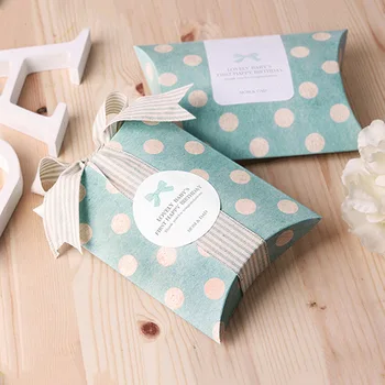 50 Adet Yastık şeker kutusu Kraft Kağıt Hediye Paketleme Kutuları Şeker Torbaları Düğün İyilik Doğum Günü Partisi Süslemeleri kağit kutu