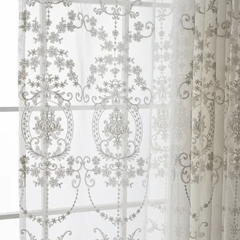 Avrupa Tarzı Nakış Beyaz Gazlı Bez İşlemeli Pencere Gazlı Bez Beyaz Gazlı Bez Perde Yatak Odası Oturma Odası Balkon Gazlı Bez Perde