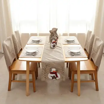 Yemek sandalye kılıfı Şişe Eşarp Noel Noel Keten Masa Placemat Yemek Ev için