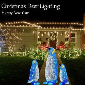 2023 Noel Parlayan Penguen Dekor Bahçe Süsleri Noel ışıkları Yard Dekor Yeni Yıl Light-Up Tatil Noel Dekorasyon