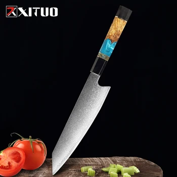 XITUO 8 İnç Kiritsuke Bıçak Japon vg10 Şam şef bıçağı Mutfak Balık Bıçakları Aile Açık BARBEKÜ Bıçak Dilimleme Araçları