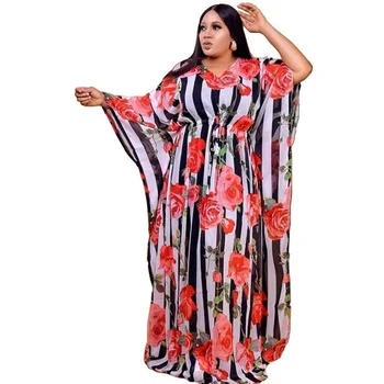 Artı Boyutu Elbiseler Kadınlar için Bahar Sonbahar Afrika Kadınlar Polyester Baskı uzun elbise Maxi Elbise Afrika Giysi Kadın