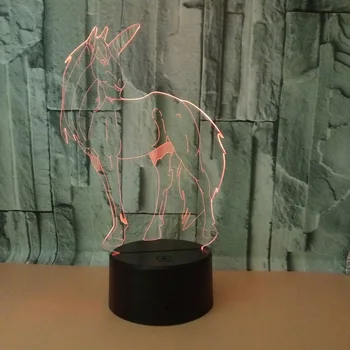 Renkli 3d masa lambası akrilik Unicorn 3D gece lambası dokunmatik uzaktan kumanda 3D lamba Unicorn ışık