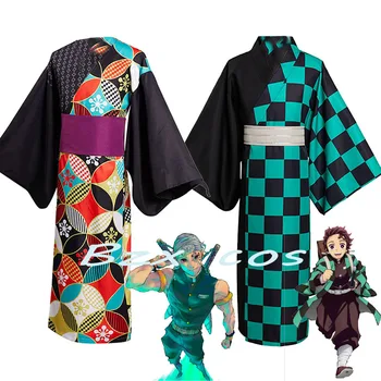 Kamado Tanjirou Kostüm Anime cosplay iblis avcısı Cosplay Uzui Tengen Kimono Kıyafetler Cadılar Bayramı Karnaval Elbise
