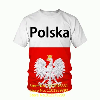 2022 Yeni Moda Polska 3d T Shirt Erkek / Kadın Polonya Bayrağı Rahat Yuvarlak Boyun Kısa Kollu spor tişört