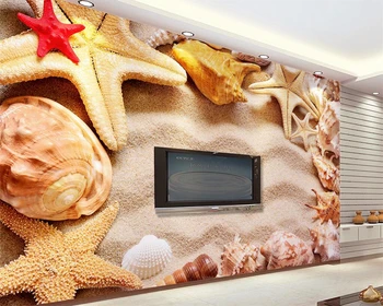 Beibehang Özel duvar kağıdı 3d stereoskopik denizyıldızı plaj kabuk Akdeniz oturma odası yatak odası TV arka plan 3d duvar kağıdı