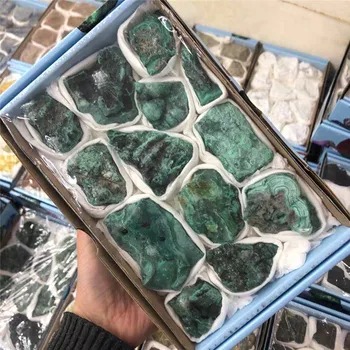 Doğal yeşil Kristal Taş Kaba malakit Mineral örneği Rockstone Şifa Ev Dekor kutuları