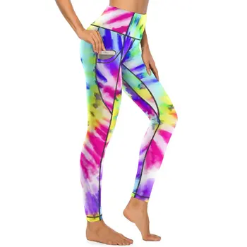 Suluboya Mesafede Kaliteli Tozluk İddialı Neon Rainbow Tie Dye Seksi Yoga Pantolon Rahat Sıkı Leggins Tayt Kadın Egzersiz Spor 