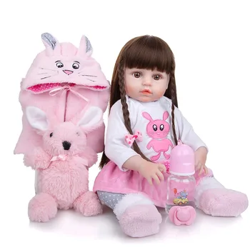 48CM Gerçekçi Peluş Vücut Silikon Bebek Yeniden Doğmuş Bebek Prenses Bebek oyuncak tavşanlar Kız İçin çocuk Günü Doğum Günü oyuncaklar
