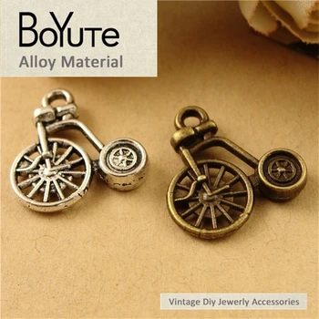 BoYuTe (50 Adet /grup) 18 * 17mm Antik Bronz Gümüş Kaplama Çinko Alaşım Bisiklet Takılar Vintage Bisiklet Takılar Takı Bulguları için