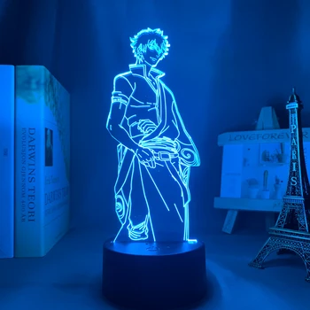 Anime led ışık Gintama Gintoki Sakata için yatak odası dekoru Gece Lambası Manga doğum günü hediyesi Odası Anime 3d Lamba Gintama