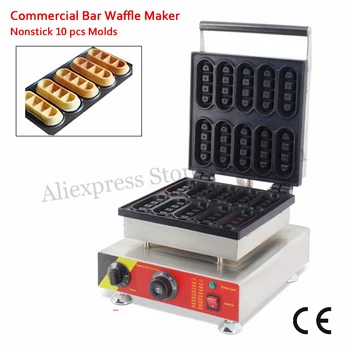 Ladyfinger Waffle Baker Makinesi Paslanmaz Çelik Mini Tip Waffle makinesi İle 10 Adet Bar Şekli Waffle Kalıpları