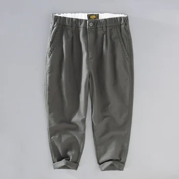 2022 Yeni Bahar Yaz erkek kargo pantolon Pamuk Vintage Gevşek Düz günlük pantolon GD-H011