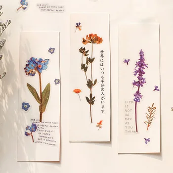 30 paket Çıkartmalar Sakura Gül Pamuk PET Şeffaf Scrapbooking Bitkiler Deco Albümü DIY Kırtasiye Çıkartmalar Yapışkanlı Etiket Hediye