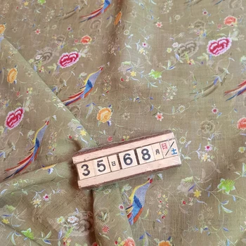 Yüksek kaliteli doğal saf rami baskı keten kumaş organizasyon elbise DIY el dikiş tasarımcı nefes yaz toptan