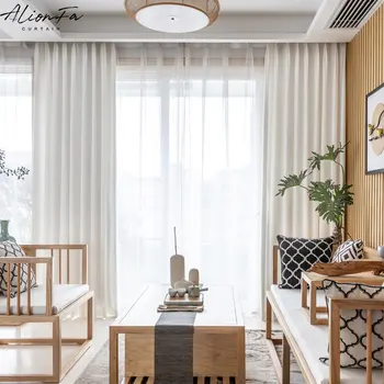 Modern Beyaz Karartma Perdeleri Oturma Odası İçin Katı Pamuk Keten Perde Pencere Yatak Odası mutfak perdesi Panjur Custom Made