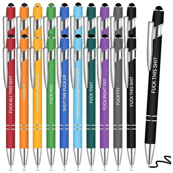 20 Adet Ofis Kalemler Komik Tükenmez Kalemler Motivasyon Kalemler Canlı Negatif Pasif Kalemler Siyah Mürekkep