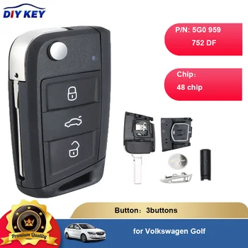 DIYKEY Volkswagen Golf 3 Düğmeler Anahtarsız gitmek Uzaktan Anahtar OEM Kurulu 5G0959752DF 5G0 959 752DF 48 Çip