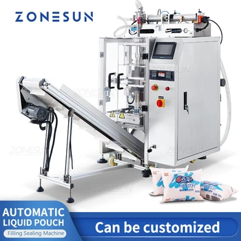 ZONESUN Otomatik Sıvı Torbası dolum kapatma makinesi Tarih Kodlayıcı Soya Sütü Su Torbası Dolgu Mühürleyen İçecek Üretimi