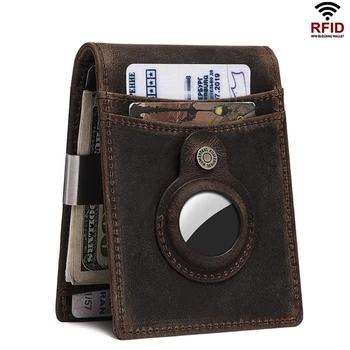 Erkekler RFID Engelleme Cüzdan Hakiki Deri Kartvizit Kutusu Cüzdan Retro Kredi kart tutucu İş Para Klip Organizatör Çanta