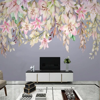 Özel Duvar Kağıdı Romantik Pastoral 3D Çiçekler El Boyalı Fresk Oturma Odası TV Kanepe Yatak Odası Ev Dekor Papel De Parede 3D