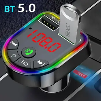 AYBluetooth 5.0 Araba FM Verici araba şarjı 3.1 A Ses Şarj Akıllı U TF Oyun Disk Çift Alıcı Kablosuz Handsfree ABD U4T4