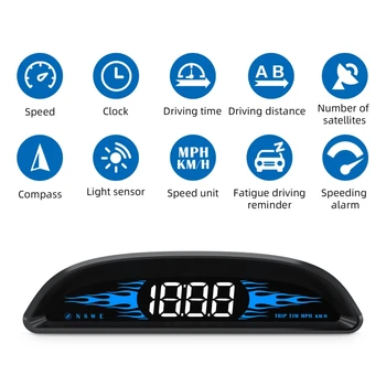 G2 Araba HUD HEAD Up Display LED GPS Hız Pusula Kilometre Sayacı Cam Projektör Aşırı Hız Alarmı Yorgunluk Sürüş Hatırlatma